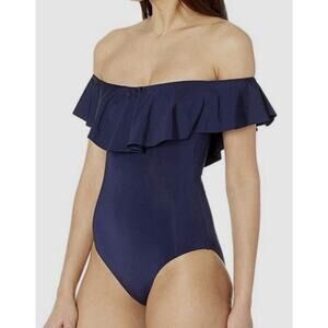 Trina Turk Women’s Black Ruffled Off-Shoulder One-Piece Swimsuit Size 6